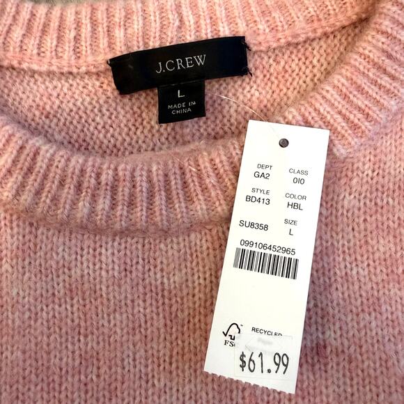 NWT J.Crew Women’s Relaxed Crewneck Sweater Light Pink Wool/Alpaca Blend Large - Picture 3 of 7